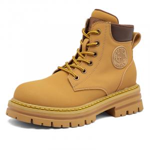 GIGIRYO Жёлтые унисекс короткие ботинки Мартин со скрытой платформой 5,5 см, цвет Yellow Hidden Wedge