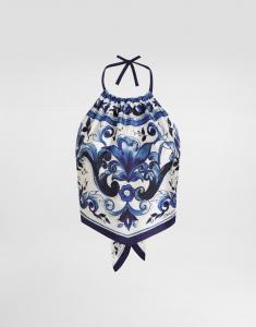 Шелковый топ с принтом майолика Dolce & Gabbana, принт