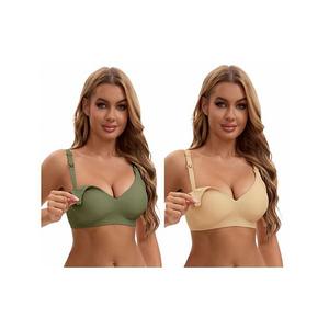 2 упаковки бюстгальтера для кормления без косточек с передней застежкой Inspire Chic, Green Beige