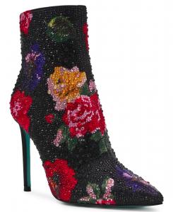 Женские ботильоны Belle на шпильке со стразами Betsey Johnson, Black Flower Multi