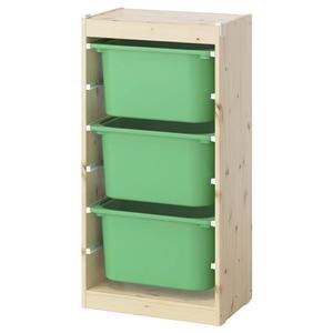 Комбинация для хранения с ящиками TROFAST IKEA, 46x30x91 см, цвет light white stained pine/bright green
