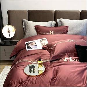 Generic Комплект постельного белья из египетского хлопка с вышивкой Red