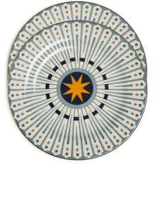 Набор из двух десертных тарелок с геометричным принтом, 20 см, La Doublej, синий