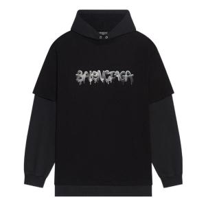 Толстовка slime double long sleeve hooded t-shirt 'black' Balenciaga, черный