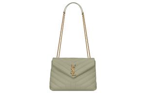 LOULOU Кожаная переносная сумка через плечо женская шалфейно-зеленая SAINT LAURENT