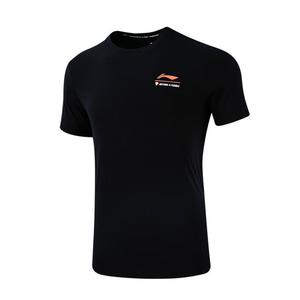 Лининг бадминтонная серия футболка с каплевидным вырезом мужская черная