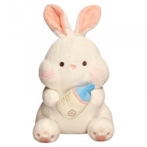 Whoops Милый белый кролик большого размера сидящий кролик с бутылочкой молока плюшевая кукла высота 35cm/45cm/65cm