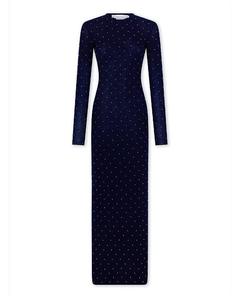 Шерстяное макси-платье с шипами Rabanne, синий