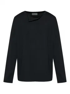 Футболка с длинными рукавами и отложенным воротником Yohji Yamamoto, черный