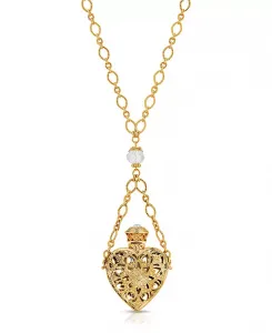 Ожерелье в форме филигранного сердца из 14-каратного золота со стеклянным флаконом 2028, gold-tone