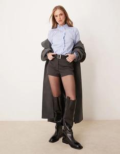 Рубашка с оборками в тонкую синюю полоску JDY