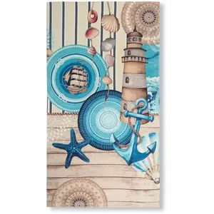 Модное пляжное полотенце Aldiana, хлопок, велюровое махровое, 100x180 см, мягкое, мандала Hip, синий