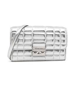 Сумка-клатч Michael Kors кожаная на цепочке, серебряный