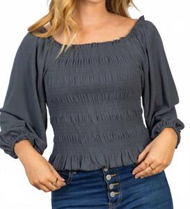 Смокедный топ с рубчиками в цвете антрацит White Birch, Charcoal