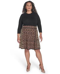 Короткое платье А-силуэта, двойной фасон, больших размеров Eliza J, Animal