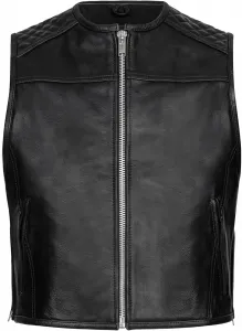 PAULGOS BW9 Кожаный жилет для байкеров, рокеров, мотоклубов, черный, black