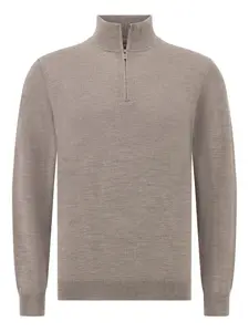 Джемпер с полуворотником на молнии из мериносовой шерсти Boggi Milano, нейтральный