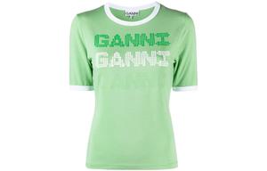 GANNI Футболка женская зеленая