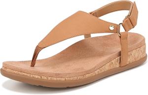 Женские модные сандалии Vionic Copal Kirra с ремешками - удобные поддерживающие сандалии для женщин, с скрытой ортопедической стелькой, размеры 5-12, Camel Brown Nubuck Leather