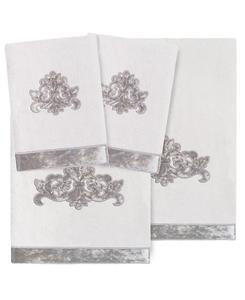 Набор из 4 банных полотенец из турецкого хлопка с вышивкой Linum Home, серебро