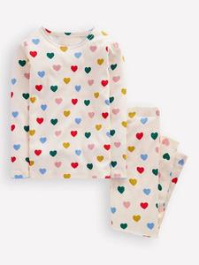 Детский хлопковый комплект пижамы с длинными рукавами Mini Boden, Milk Small Hearts