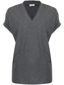 Brunello Cucinelli трикотажный топ с рукавами кап, серый