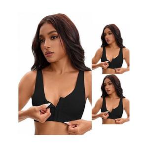 3 упаковки женских спортивных бюстгальтеров без косточек с передней застежкой и регулируемыми бретелями Inspire Chic, Black