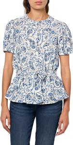 Женская рубашка Tommy Hilfiger с коротким рукавом и принтом пейсли на пуговицах с поясом, Ivory/Midnight