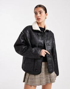 Двусторонняя куртка South Beach с подкладкой из искусственной кожи на пуговицах, монохромная