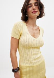 Футболка с принтом POINTELLE SHORT SLEEVE NA-KD, желтый