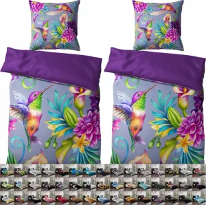 Постельное белье 135x200 см, 100% тончайший хлопок, комплект из 4 предметов, пододеяльник, наволочка 80x80 см - Колибри SANILO