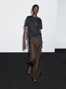 Футболка с коротким рукавом и декоративным швом сзади Massimo Dutti, темно-синий