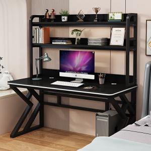 Компьютерный стол с полками Xinmeikai 140x60x170 см, черная рама + карбон