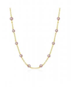 Ожерелье из розовых жемчужных бусин, цепочка, золото 14 карат The Lovery, Pink pearl