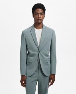 Мужской пиджак из эластичной ткани, приталенный крой MANGO, Aqua Green