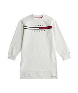 Девичье платье с круглым вырезом и ребристой вставкой