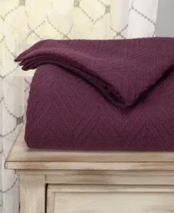 Хлопковое одеяло Chevron на все сезоны, размер Twin Superior, сливовый