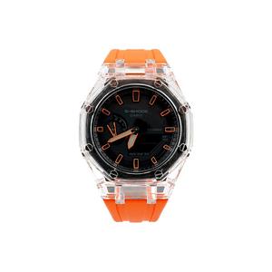 Часы Casio G-Shock Analog-Digital 2100 Series, арт. GA-2100-1A1, 44 мм, оранжевый/прозрачный/черно-оранжевый