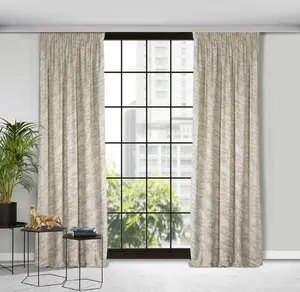 Кремовая штора RIVA, 140x270 см, присборенная лента, карман на штанге