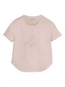Футболка с вышитой надписью Brunello Cucinelli Kids, розовый