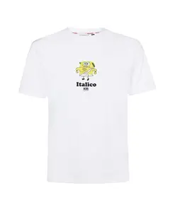 Хлопковая футболка в рубчик с принтом на передней части. Gcds, белый