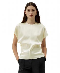 Женский короткий шелковый топ с рукавами летучая мышь, облегающий фигуру LILYSILK, Lily white