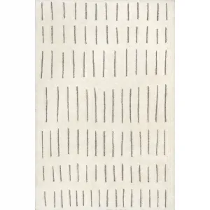 Современный полосатый коврик с высоким и низким ворсом из шерсти Nalini nuLOOM, 122x183 см, белый