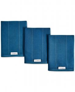 Набор из 3 однотонных хлопковых кухонных полотенец Caraway, Navy