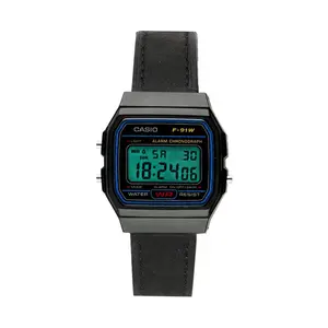 CASIO Ретро серия кварцевый механизм натуральный кожаный ремешок унисекс черный циферблат часы