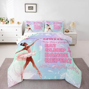 Erosebridal Комплект постельного белья Ballet Dancer с иридисцентными украшениями балерины для девочек, Iridescent Black Pink