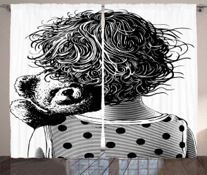 Штора для детского сада в деревенском стиле ABAKUHAUS, Медвежонок, любовь к ребенку, присборенная штора из тесьмы для спальни с петлями и крючками, 280 x 245 см, цвет: антрацит, серый, белый Abakuhaus