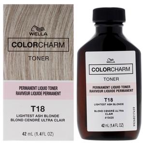 Стойкий жидкий тонер Color Charm - T18, самый светлый пепельно-русый, от Wella, для мужчин и женщин - 1,4 унции тонера Wella, 1.4 Oz