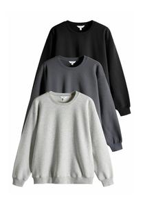 Толстовка THE SET 3 PACK RELAXED CREW NECK, Black/Charcoal/Grey Marl/Black