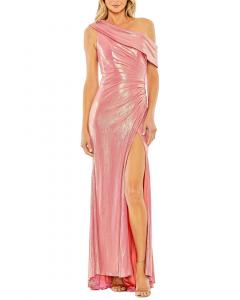 Асимметричное платье Mac Duggal с боковыми сборками на шее, розовый